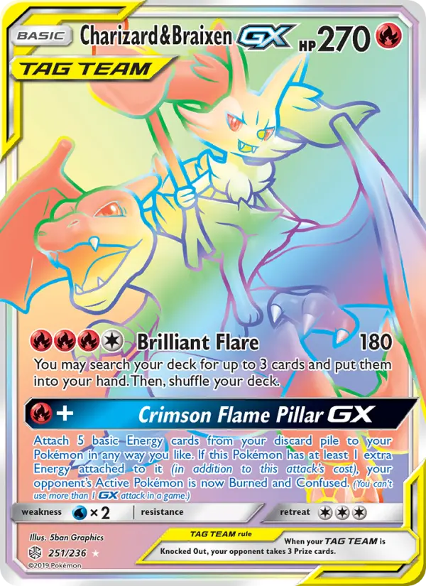 Charizard & Braixen GX — catalog artwork