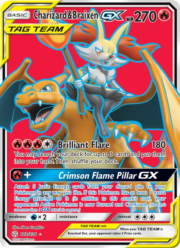 Charizard & Braixen GX — catalog artwork