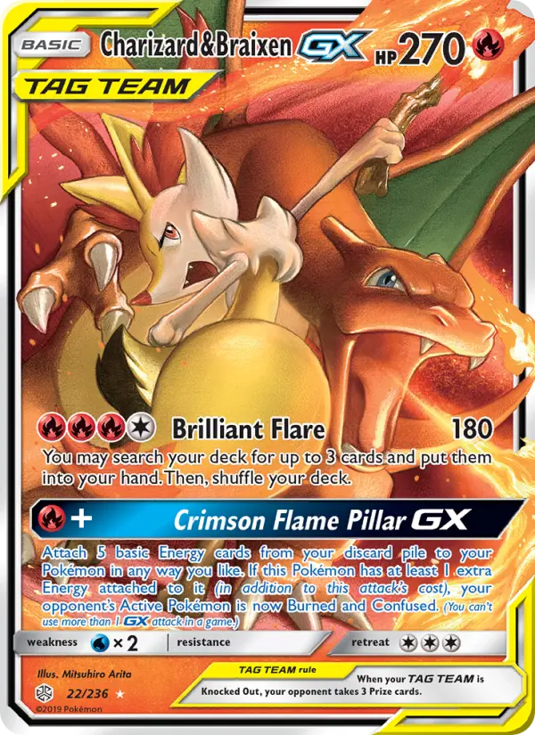 Charizard & Braixen GX — catalog artwork