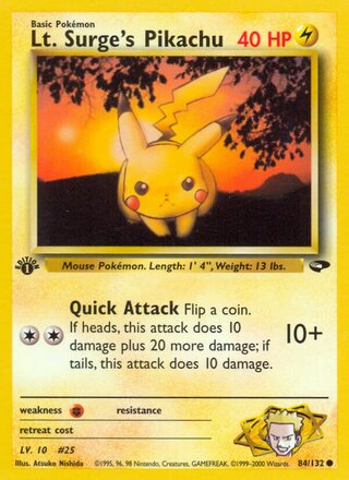 Lt. Surge's Pikachu (1st Edition) — catalog artwork